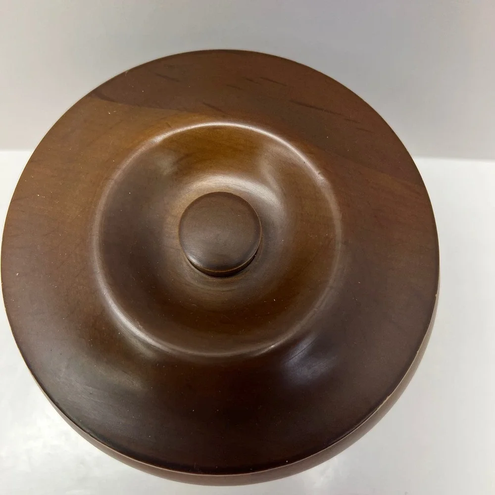 Hellerware 3 Piece Turned Stacking Wood With Lid MCM‎ Ribbed Beehive Nesting VTG